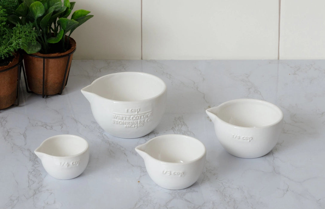 White Cottage Ceramic Measuring Cups (Set of 4)